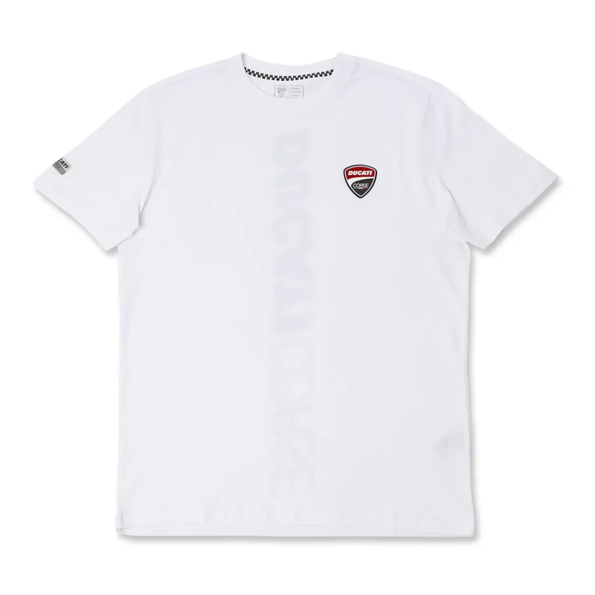T-shirt bianca Uomo con logo Ducati Corse e stampa verticale Ducati