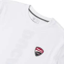 T-shirt bianca Uomo con logo Ducati Corse e stampa verticale Ducati