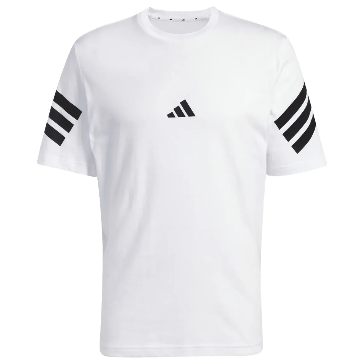 T-shirt bianca Uomo in cotone con logo e strisce sulle maniche adidas