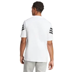 T-shirt bianca Uomo in cotone con logo e strisce sulle maniche adidas