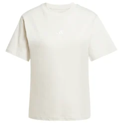 T-shirt bianco off-white da donna adidas con logo centrale