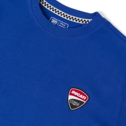T-shirt blu Uomo con logo frontale e stampa posteriore Ducati
