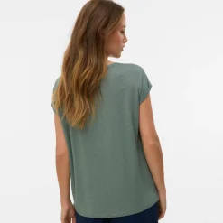 T-shirt casual verde da Donna con effetto lurex Vero Moda