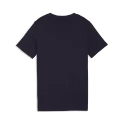 T-shirt da bambino blu scuro Puma con stampa logo bianca e rossa