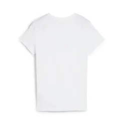 T-shirt da donna bianca con logo nero a contrasto sul petto Puma
