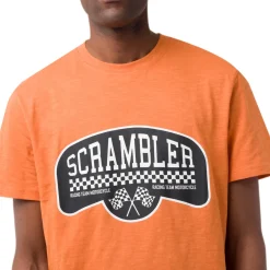 T-shirt da uomo arancione con dettaglio stampa Ducati Scrambler