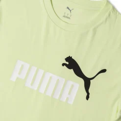T-shirt da uomo giallo chiaro con logo frontale nero e bianco Puma