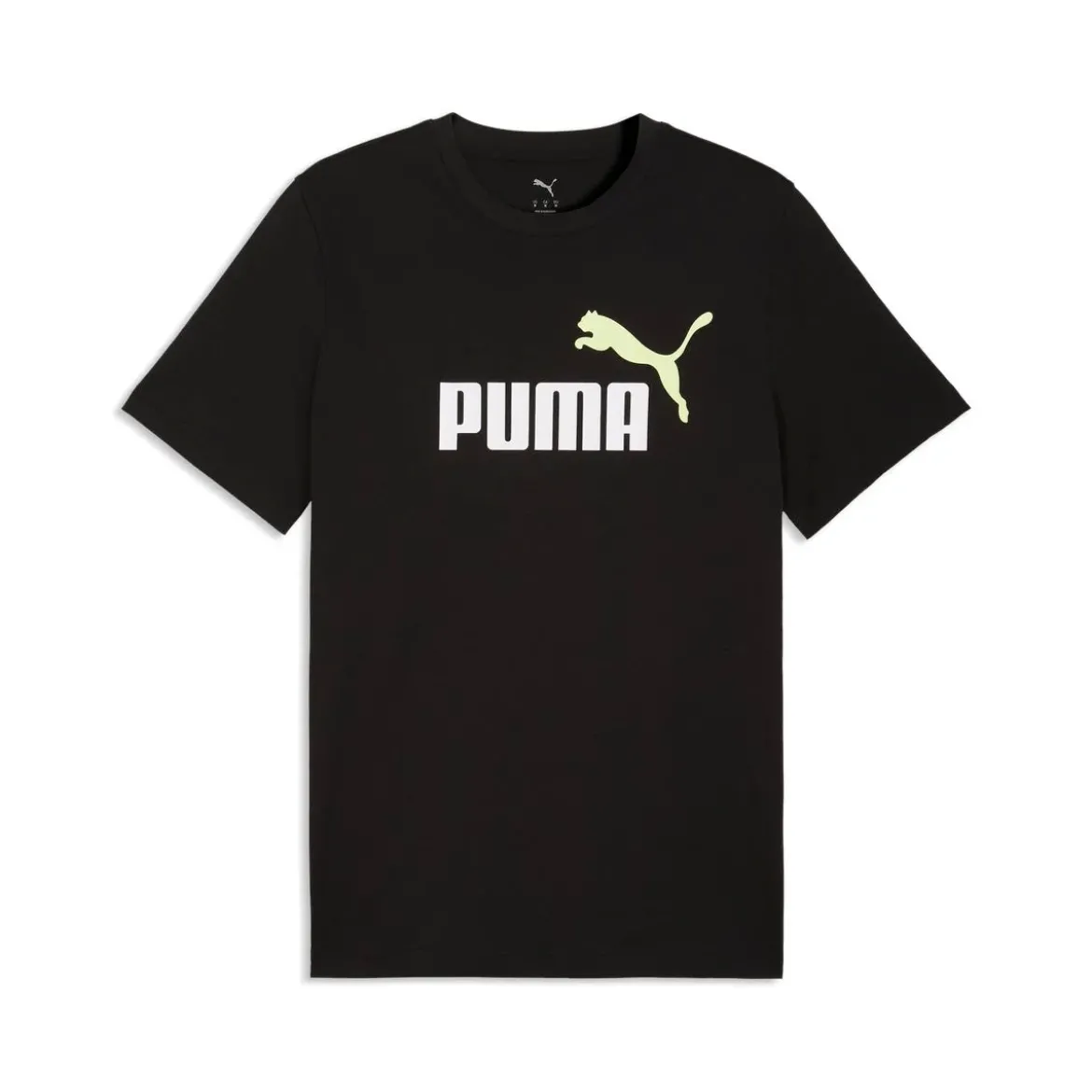 T-shirt da uomo nera con logo bianco in cotone Puma