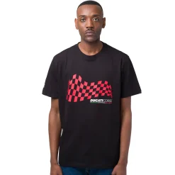 T-shirt da uomo nero in cotone con stampa rossa Ducati Corse