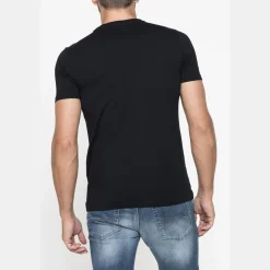 T-shirt girocollo nera da uomo in jersey leggero con logo Carrera Jeans