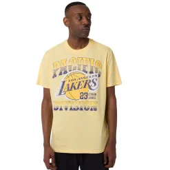 T-shirt in Cotone da Uomo gialla con mega stampa LA Lakers e Lebron James NBA