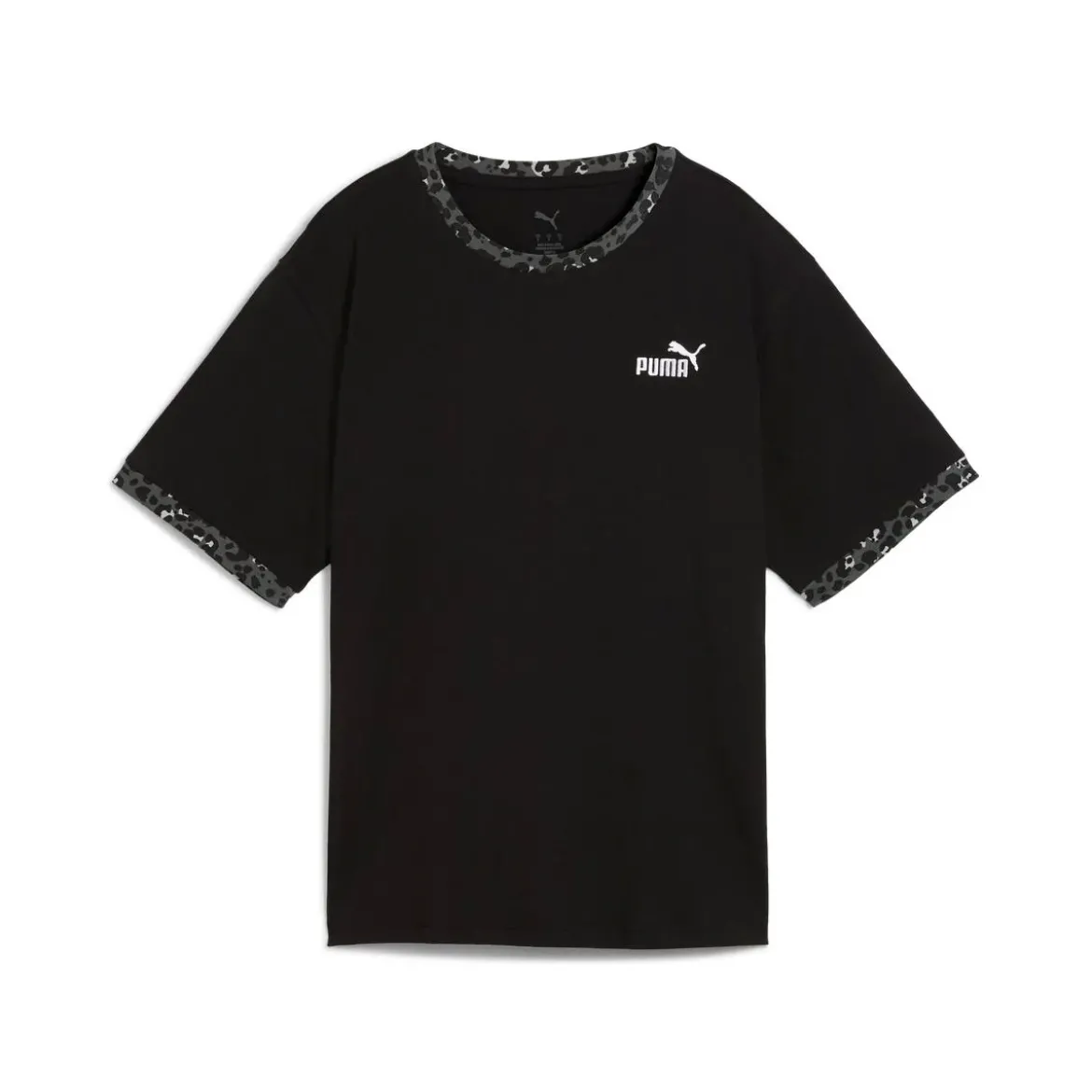 T-shirt nera da Donna con dettagli animalier ESS GRAPHIC Puma