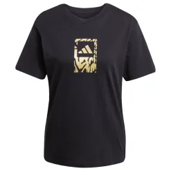 T-shirt nera da Donna con logo oro stampato adidas