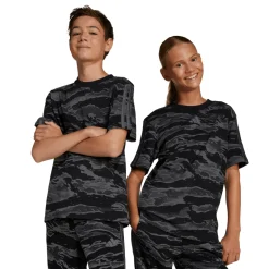 T-shirt nera da Ragazzo con stampa mimetica adidas