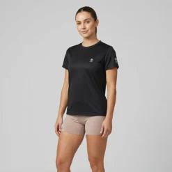 T-shirt nera sportiva da donna a manica corta GymRun