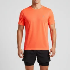 T-shirt running uomo arancione con dettagli riflettenti GymRun