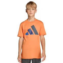T-shirt sportiva arancione da Bambino con stampa logo frontale adidas
