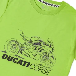T-shirt verde da Bambino a manica corta con grafica Ducati Corse