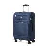 Valigia media blu in tessuto con combinazione Romeo Gigli Milano