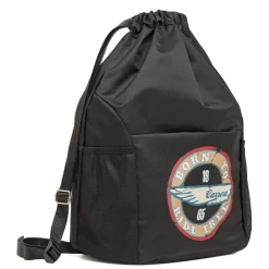 Zaino Sacca Nero Uomo con logo vintage e tasce laterali Carrera Jeans