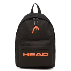 Zaino sportivo nero Unisex con tasche e logo arancione Head